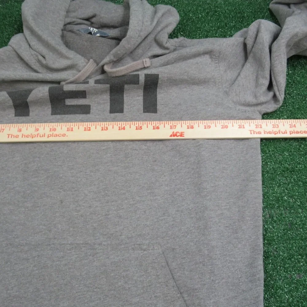 YETI Hoodie Mens Medium‎ Gray Long Sleeve Pullover Graphic Hooded Cooler